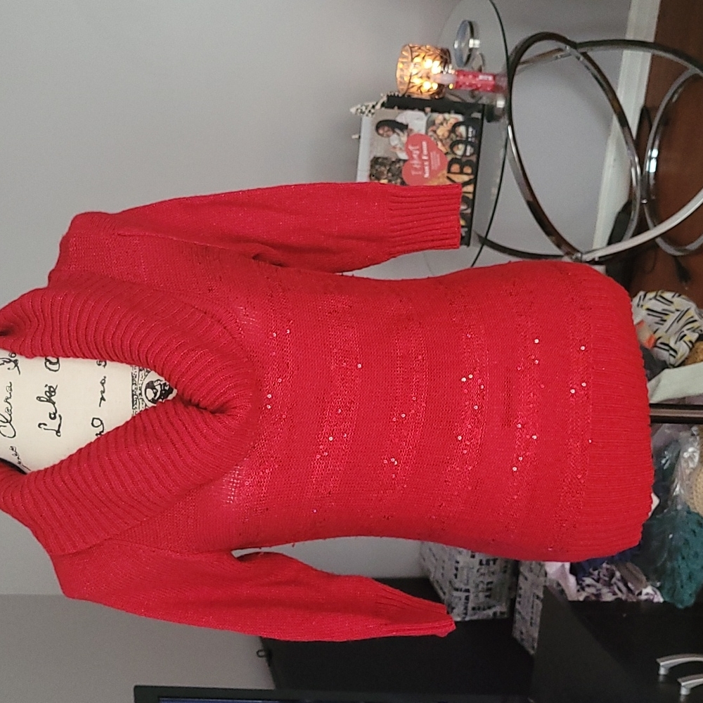 By & By Red XL Metallic quarter sleeve sweater